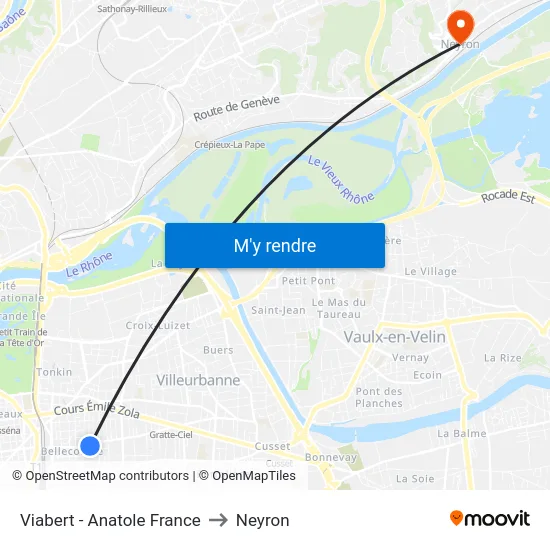 Viabert - Anatole France to Neyron map