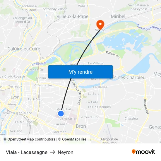 Viala - Lacassagne to Neyron map