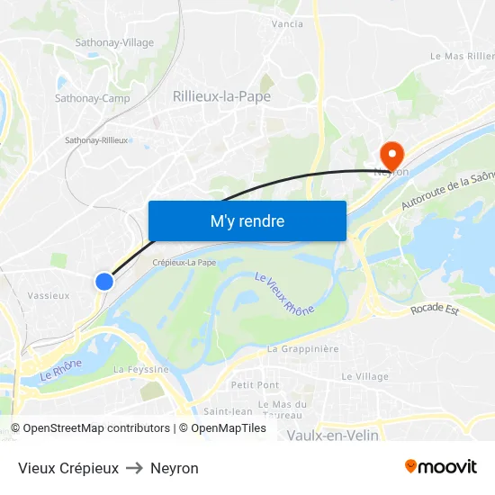 Vieux Crépieux to Neyron map