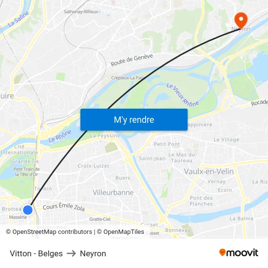 Vitton - Belges to Neyron map
