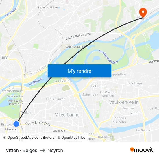 Vitton - Belges to Neyron map