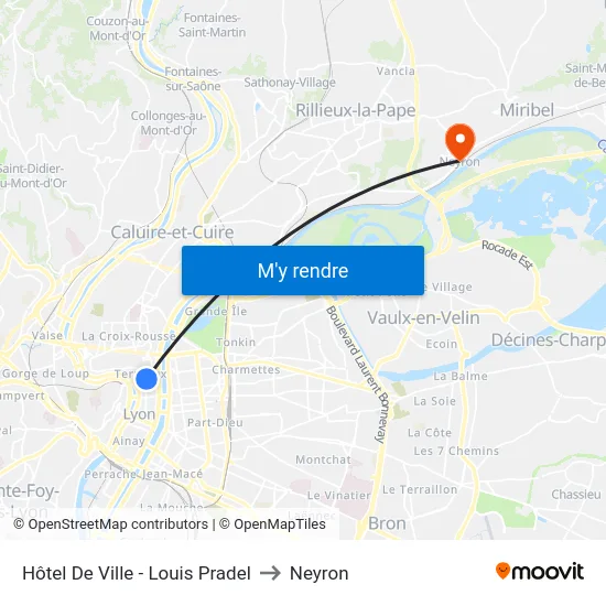 Hôtel De Ville - Louis Pradel to Neyron map