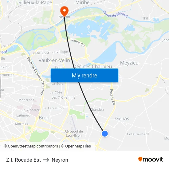 Z.I. Rocade Est to Neyron map