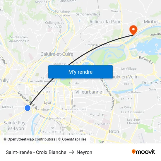 Saint-Irenée - Croix Blanche to Neyron map