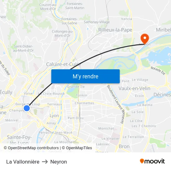 La Vallonnière to Neyron map
