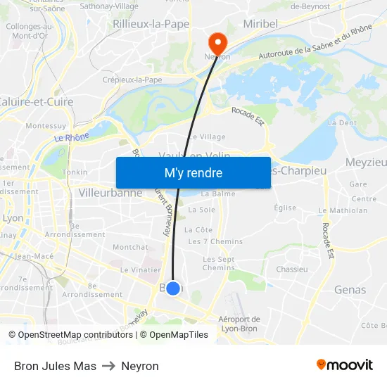 Bron Jules Mas to Neyron map