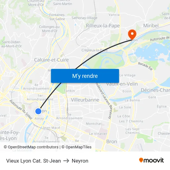 Vieux Lyon Cat. St-Jean to Neyron map