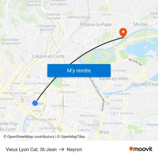 Vieux Lyon Cat. St-Jean to Neyron map