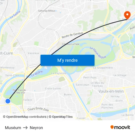Muséum to Neyron map