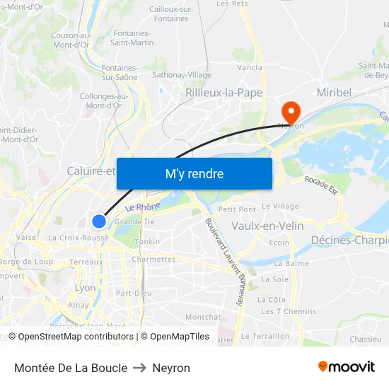 Montée De La Boucle to Neyron map