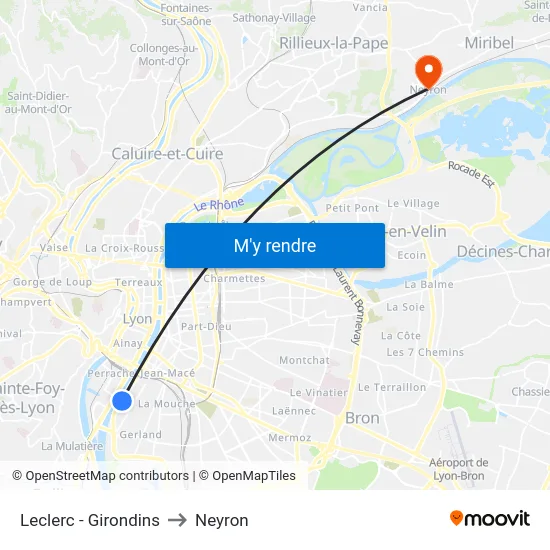 Leclerc - Girondins to Neyron map