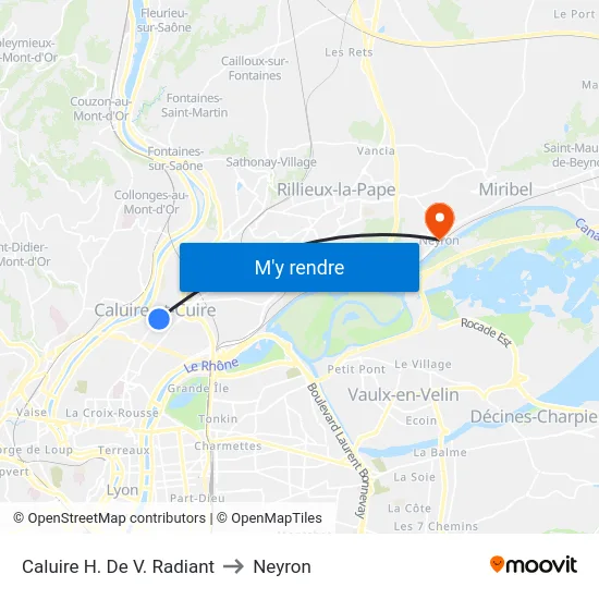 Caluire H. De V. Radiant to Neyron map