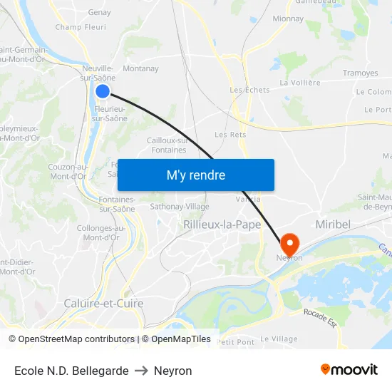 Ecole N.D. Bellegarde to Neyron map