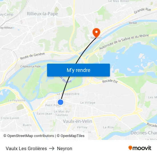 Vaulx Les Grolières to Neyron map