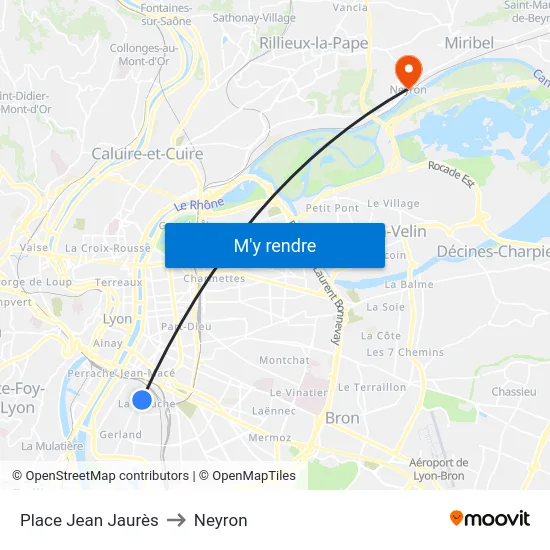 Place Jean Jaurès to Neyron map