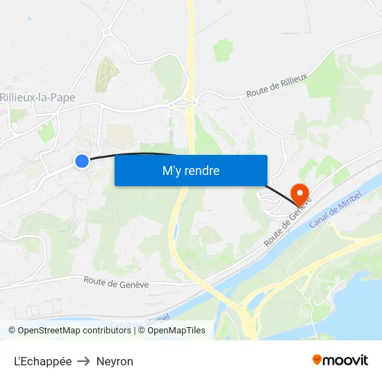 L'Echappée to Neyron map