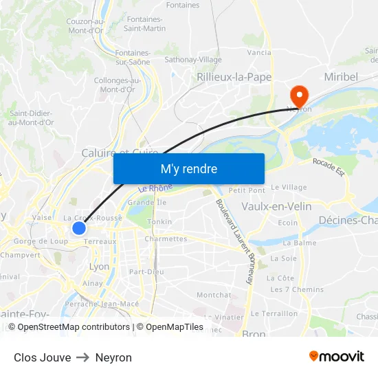 Clos Jouve to Neyron map
