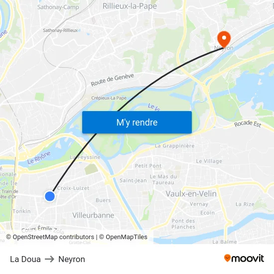 La Doua to Neyron map