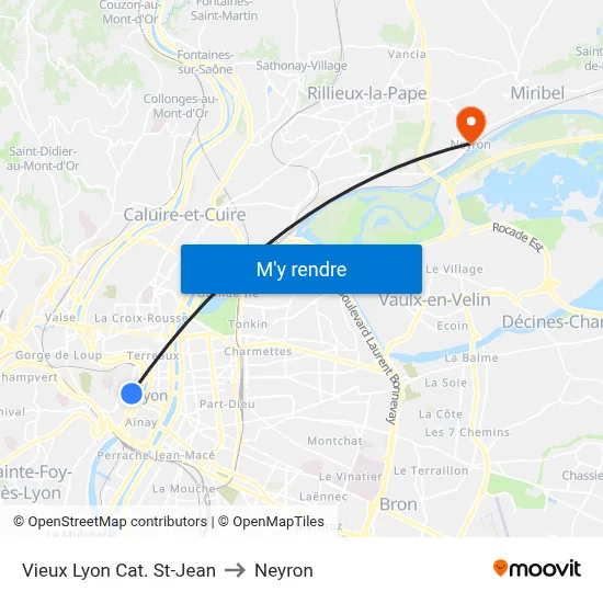 Vieux Lyon Cat. St-Jean to Neyron map