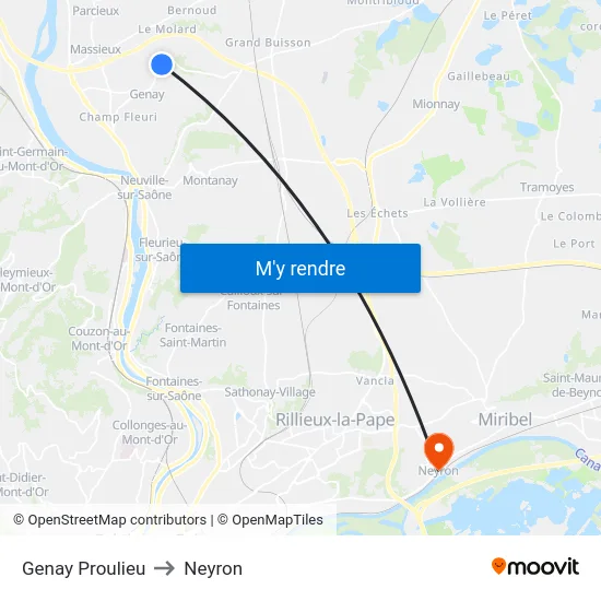 Genay Proulieu to Neyron map