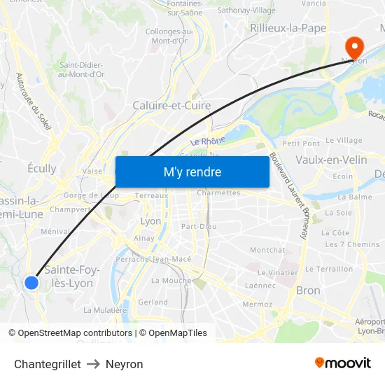 Chantegrillet to Neyron map