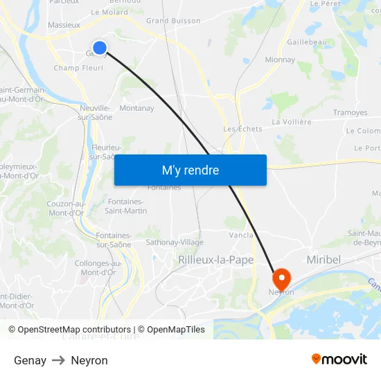 Genay to Neyron map