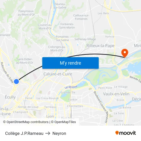 Collège J.P.Rameau to Neyron map