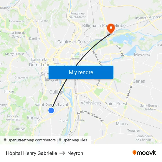 Hôpital Henry Gabrielle to Neyron map