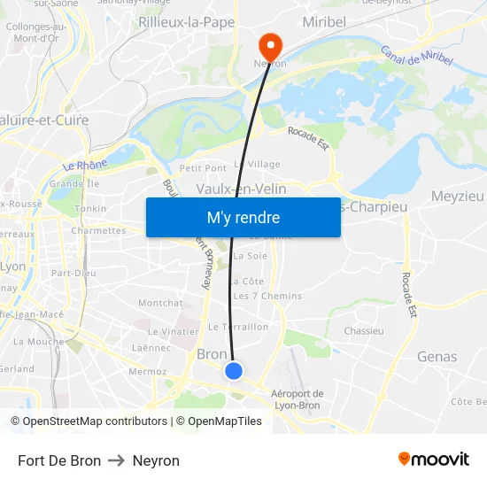 Fort De Bron to Neyron map