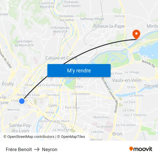 Frère Benoît to Neyron map