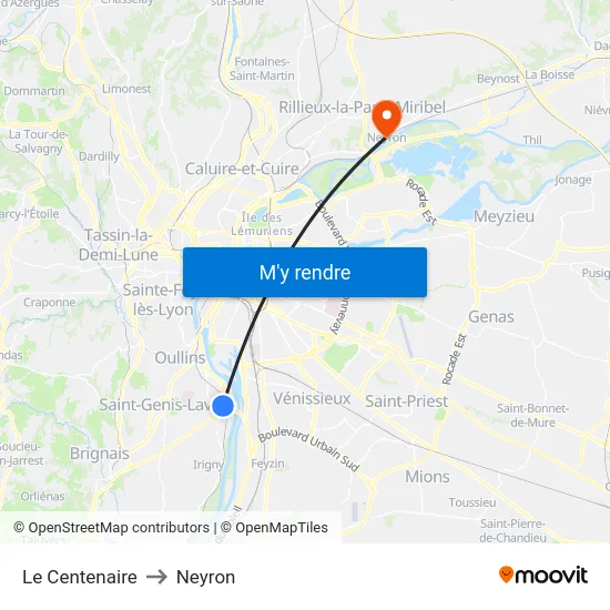 Le Centenaire to Neyron map