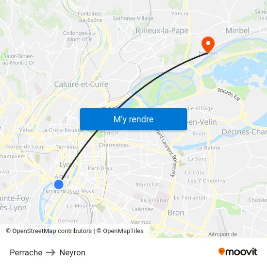 Perrache to Neyron map