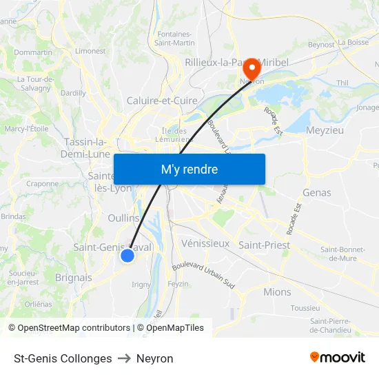 St-Genis Collonges to Neyron map