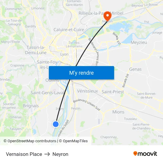 Vernaison Place to Neyron map