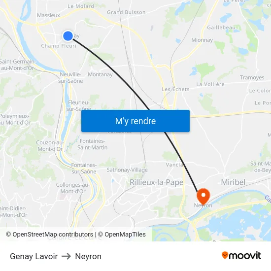 Genay Lavoir to Neyron map