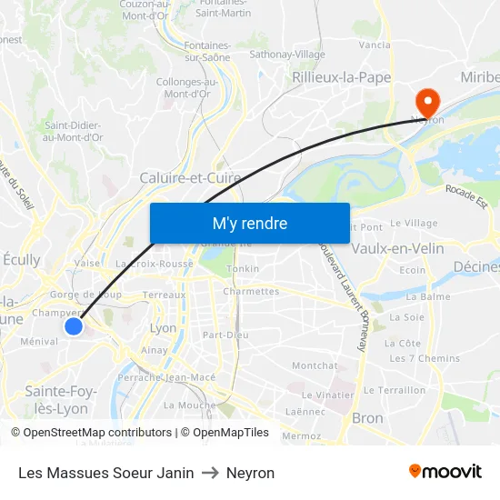 Les Massues Soeur Janin to Neyron map