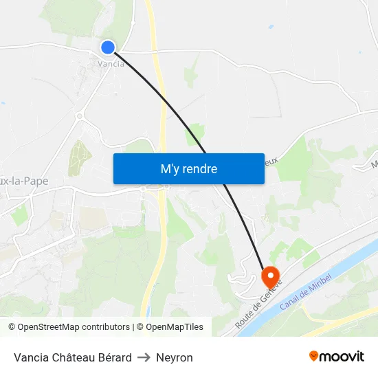Vancia Château Bérard to Neyron map