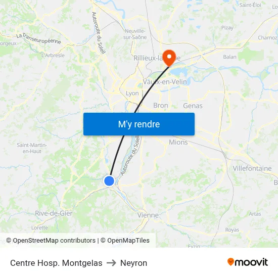 Centre Hosp. Montgelas to Neyron map