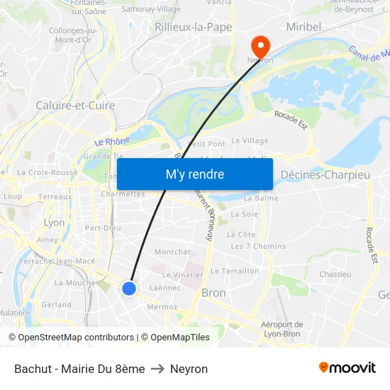 Bachut - Mairie Du 8ème to Neyron map