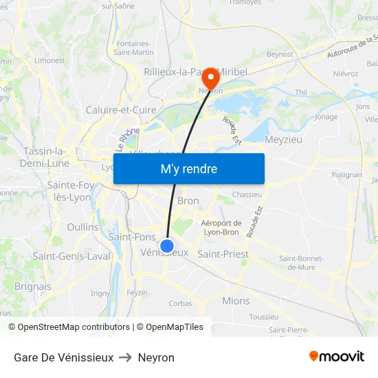 Gare De Vénissieux to Neyron map