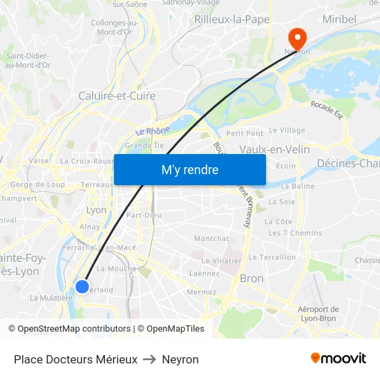 Place Docteurs Mérieux to Neyron map