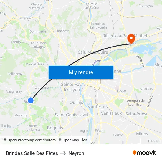 Brindas Salle Des Fêtes to Neyron map