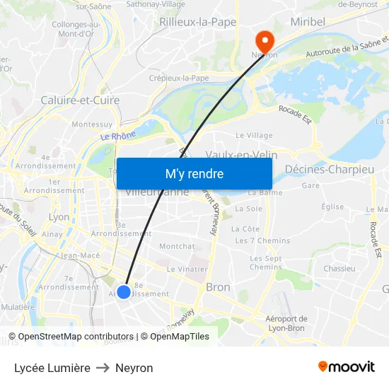 Lycée Lumière to Neyron map