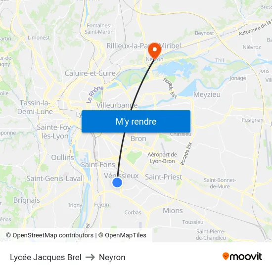 Lycée Jacques Brel to Neyron map