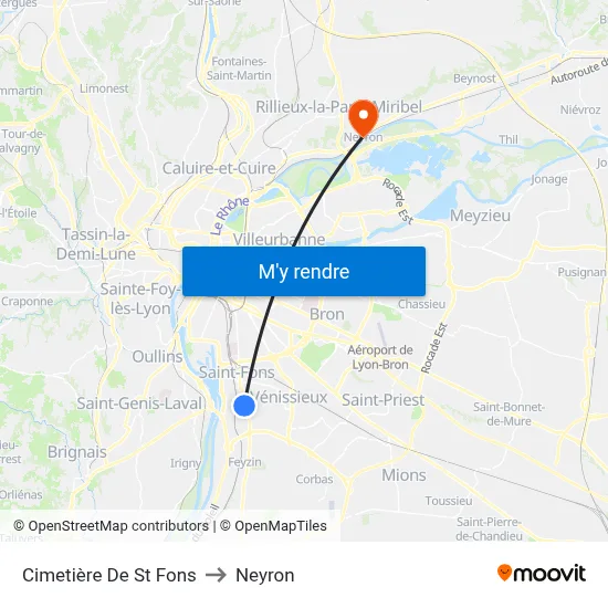 Cimetière De St Fons to Neyron map