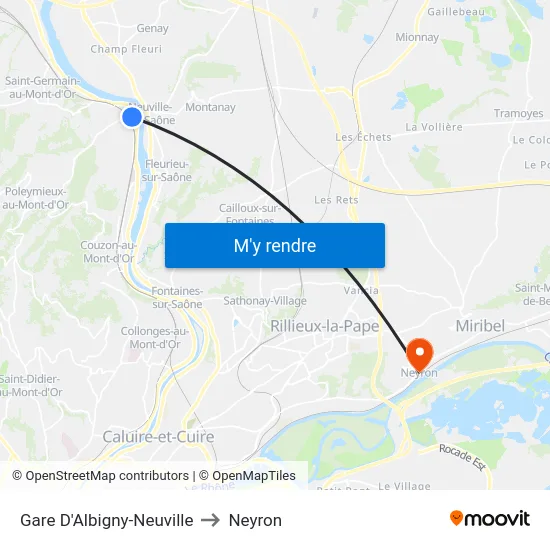 Gare D'Albigny-Neuville to Neyron map