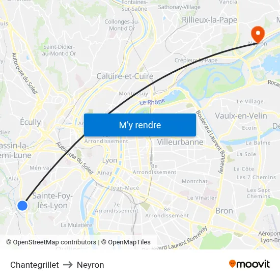 Chantegrillet to Neyron map