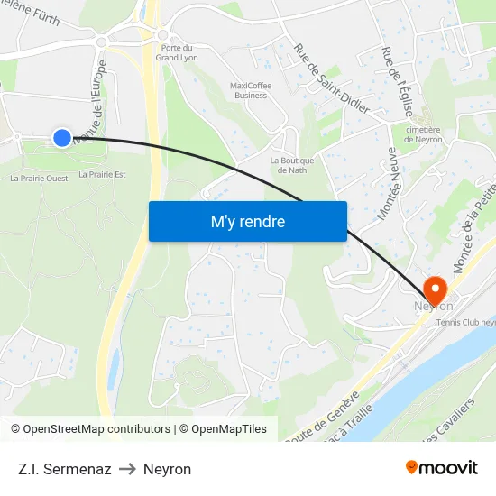 Z.I. Sermenaz to Neyron map
