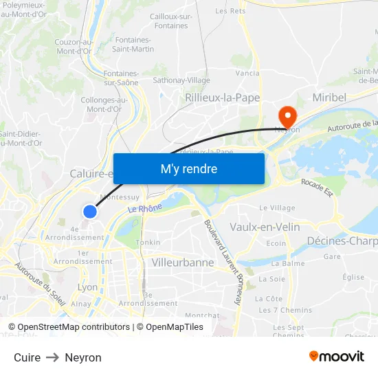 Cuire to Neyron map
