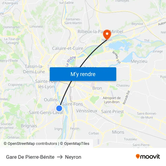 Gare De Pierre-Bénite to Neyron map